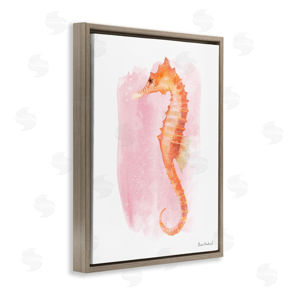 Stupell Industries Diane Neukirch | Gentle Orange Seahorse Speckled Pink Watercolor Detail Wall Art