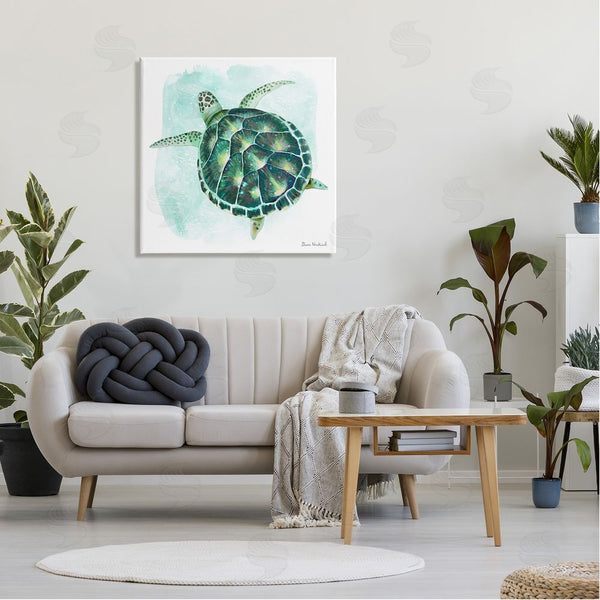 Stupell Industries Diane Neukirch | Green Speckled Sea Turtle Swimming Ocean Water Wall Art
