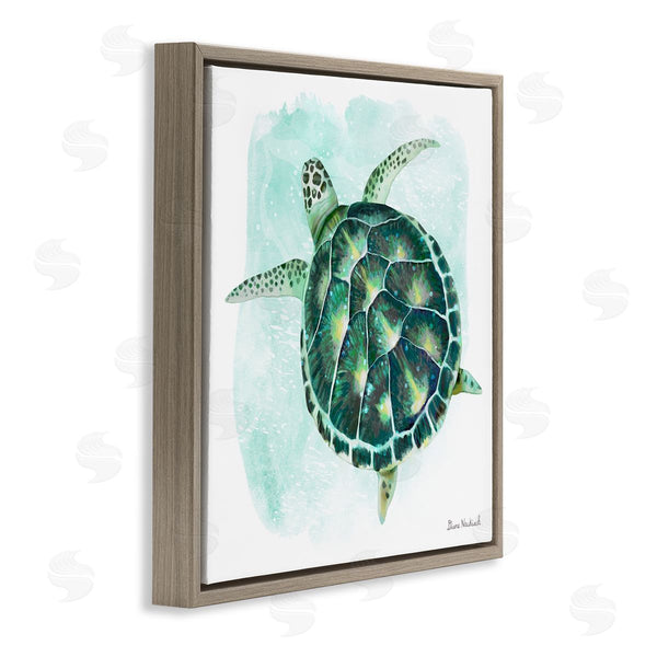 Stupell Industries Diane Neukirch | Green Speckled Sea Turtle Swimming Ocean Water Wall Art