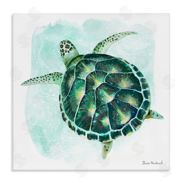 stupell industries Diane Neukirch | Green Speckled Sea Turtle Swimming Ocean Water Wall Art