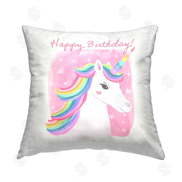 stupell industries Diane Neukirch | Happy Birthday Unicorn Printed Throw Pillow