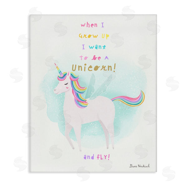 stupell industries Diane Neukirch | Inspiring Unicorn Quote Mythical Fantasy Rainbow Design Wall Art