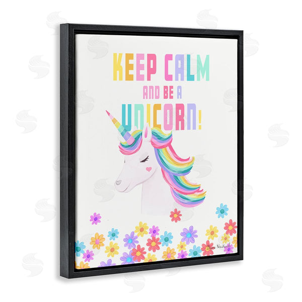 Stupell Industries Diane Neukirch | Keep Calm Be A Unicorn Playful Quote Pastel Florals Wall Art