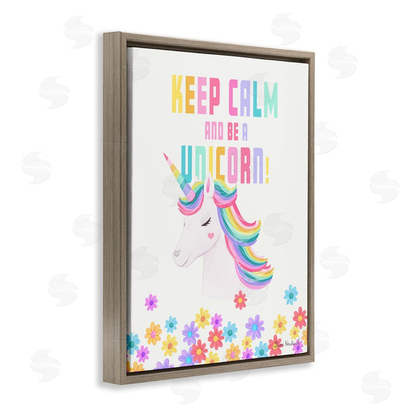 Stupell Industries Diane Neukirch | Keep Calm Be A Unicorn Playful Quote Pastel Florals Wall Art