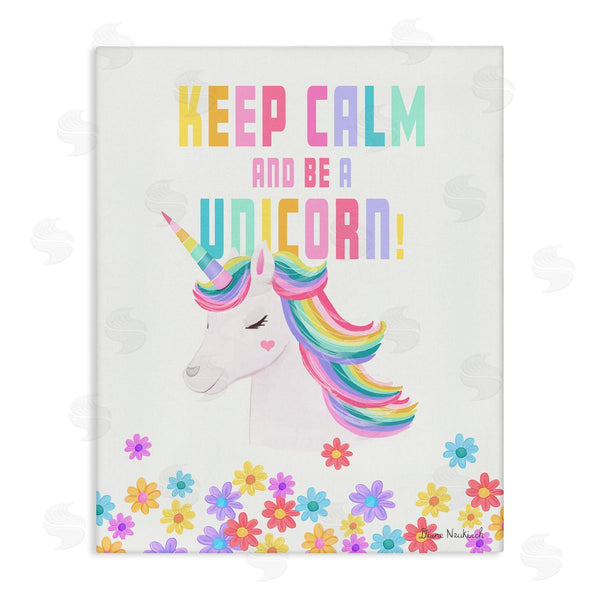 stupell industries Diane Neukirch | Keep Calm Be A Unicorn Playful Quote Pastel Florals Wall Art