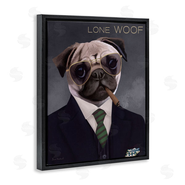 Stupell Industries Diane Neukirch | Lone Woof Pug Dog Smoking Cigar Necktie Wall Art