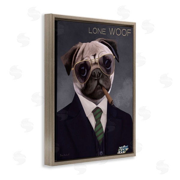 Stupell Industries Diane Neukirch | Lone Woof Pug Dog Smoking Cigar Necktie Wall Art