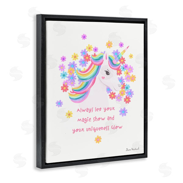 Stupell Industries Diane Neukirch | Magical & Unique Quote Floral Pattern Unicorn Portrait Wall Art