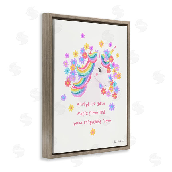 Stupell Industries Diane Neukirch | Magical & Unique Quote Floral Pattern Unicorn Portrait Wall Art