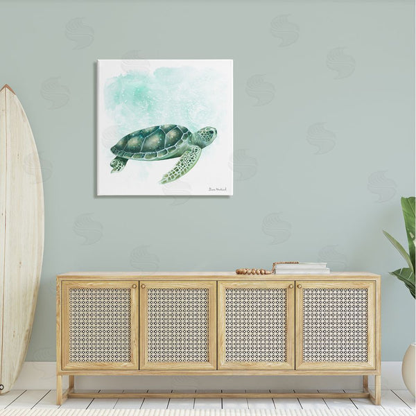 Stupell Industries Diane Neukirch | Speckled Green Sea Turtle Marine Life Painting Wall Art