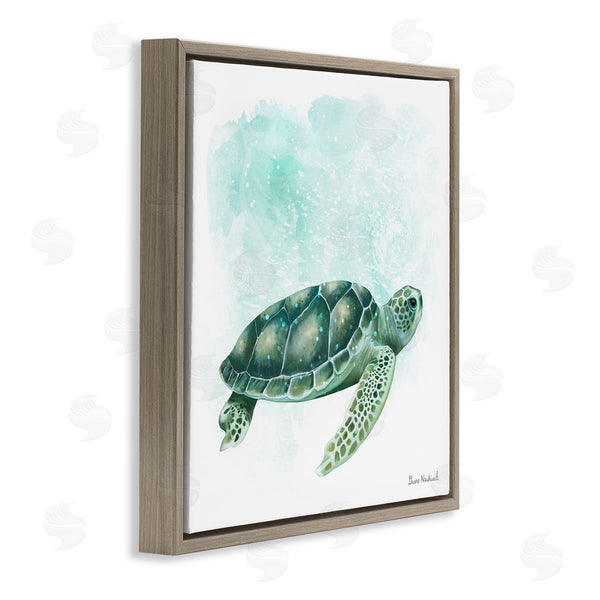 Stupell Industries Diane Neukirch | Speckled Green Sea Turtle Marine Life Painting Wall Art