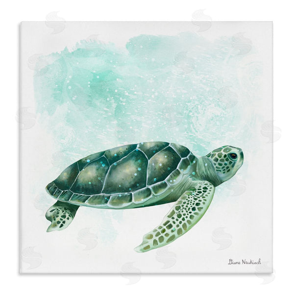 stupell industries Diane Neukirch | Speckled Green Sea Turtle Marine Life Painting Wall Art