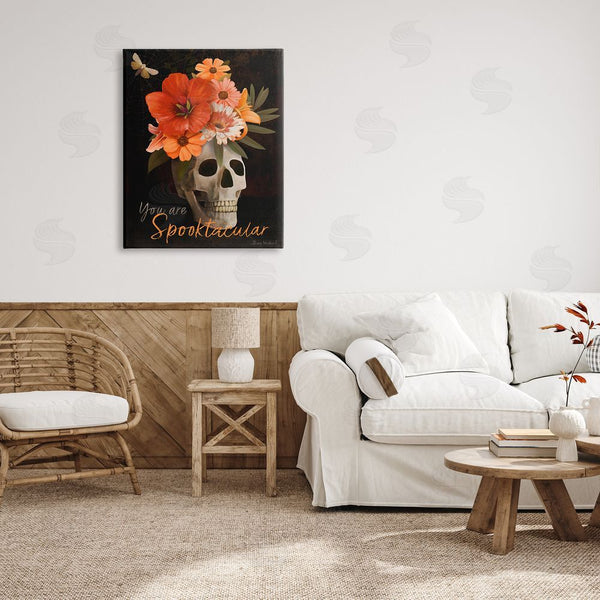 Stupell Industries Diane Neukirch | Spooktacular Halloween Skull & Flowers Wall Art