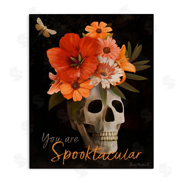 stupell industries Diane Neukirch | Spooktacular Halloween Skull & Flowers Wall Art