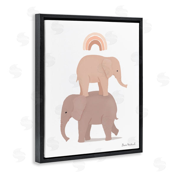 Stupell Industries Diane Neukirch | Two Elephants Standing Under Rainbow Neutral Tones Wall Art