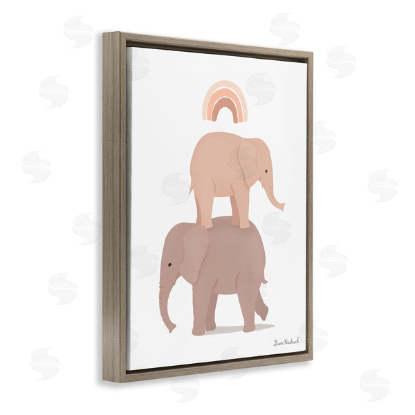 Stupell Industries Diane Neukirch | Two Elephants Standing Under Rainbow Neutral Tones Wall Art