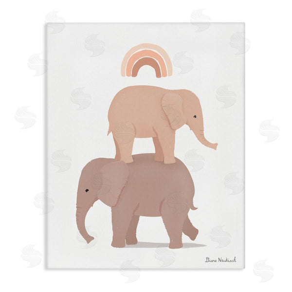 stupell industries Diane Neukirch | Two Elephants Standing Under Rainbow Neutral Tones Wall Art