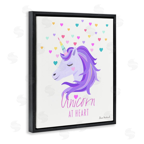 Stupell Industries Diane Neukirch | Unicorn At Heart Phrase Pastel Purple Hearts Pattern Wall Art