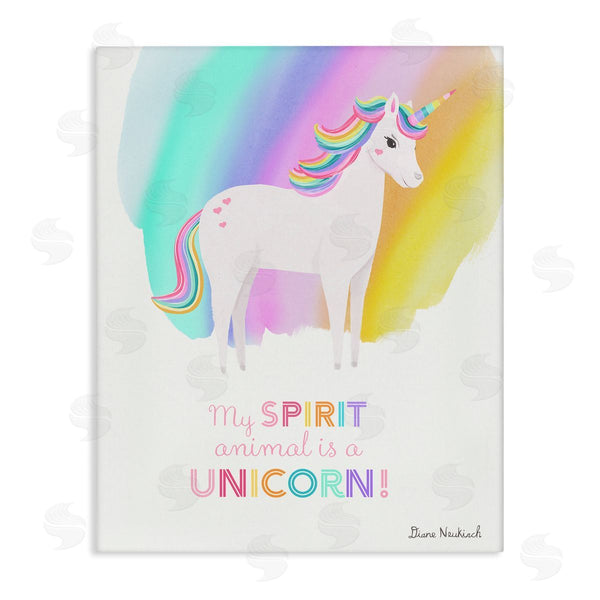 stupell industries Diane Neukirch | Unicorn Spirit Animal Vivid Fantasy Rainbow Pony Wall Art