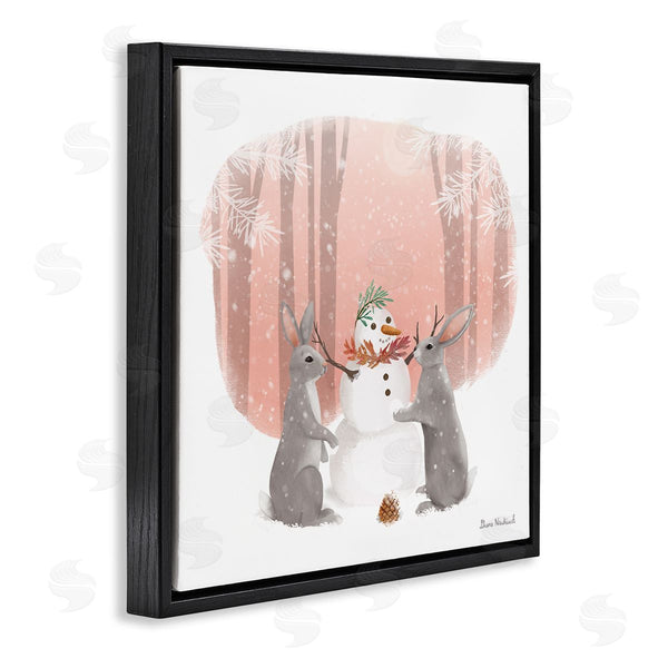 Stupell Industries Diane Neukirch | Winter Rabbits Building Snowman Snowy Forest Scene Wall Art