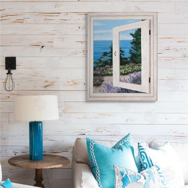 Stupell Industries Diane Romanello | Coastal View From Window Distant Boats On Ocean Wall Art