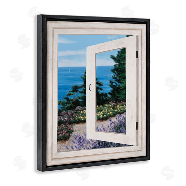 Stupell Industries Diane Romanello | Coastal View From Window Distant Boats On Ocean Wall Art