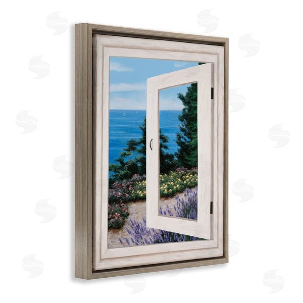 Stupell Industries Diane Romanello | Coastal View From Window Distant Boats On Ocean Wall Art