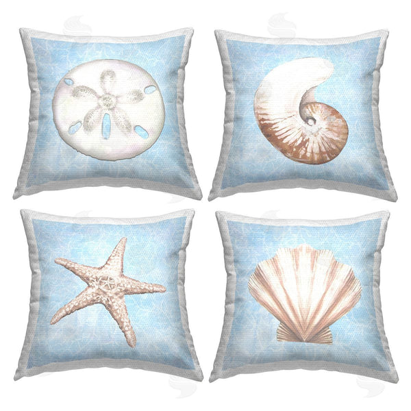 Stupell Industries Diannart | Aquatic Seashell Beach Water Printed Throw Pillow Set