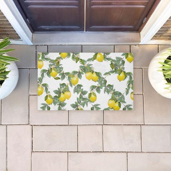Stupell Industries Diannart | Fruity Lemony Vine Pattern Non-Woven Door Mat