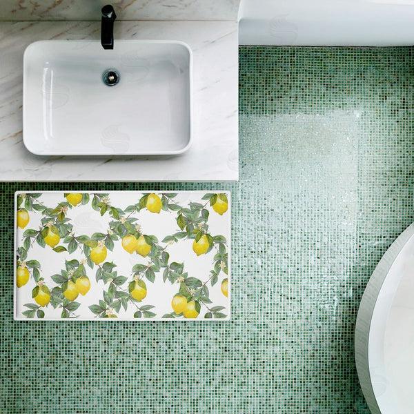 Stupell Industries Diannart | Fruity Lemony Vine Pattern Plush Bath Mat