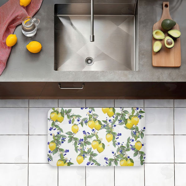 Stupell Industries Diannart | Lemony Vine Pattern Anti-Fatigue Mat