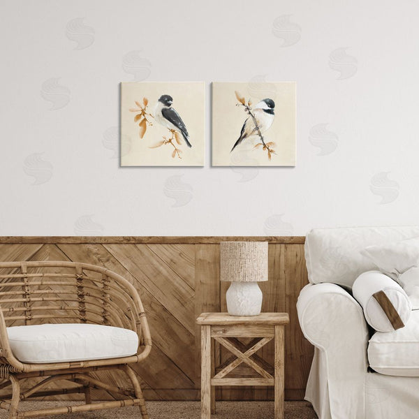 Stupell Industries Diannart | Muted Chickadees On Beige Wall Art