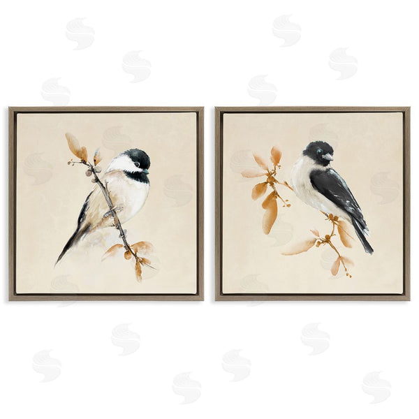 Stupell Industries Diannart | Muted Chickadees On Beige Wall Art