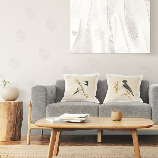 Stupell Industries Diannart | Muted Watercolor Chickadees Throw Pillow