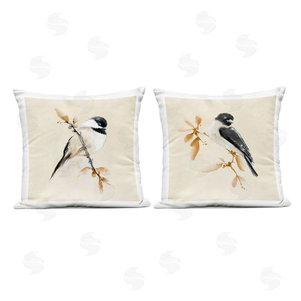 Stupell Industries Diannart | Muted Watercolor Chickadees Throw Pillow