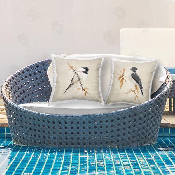 Stupell Industries Diannart | Muted Watercolor Chickadees Throw Pillow