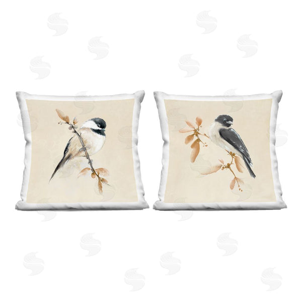 stupell industries Diannart | Muted Watercolor Chickadees Throw Pillow