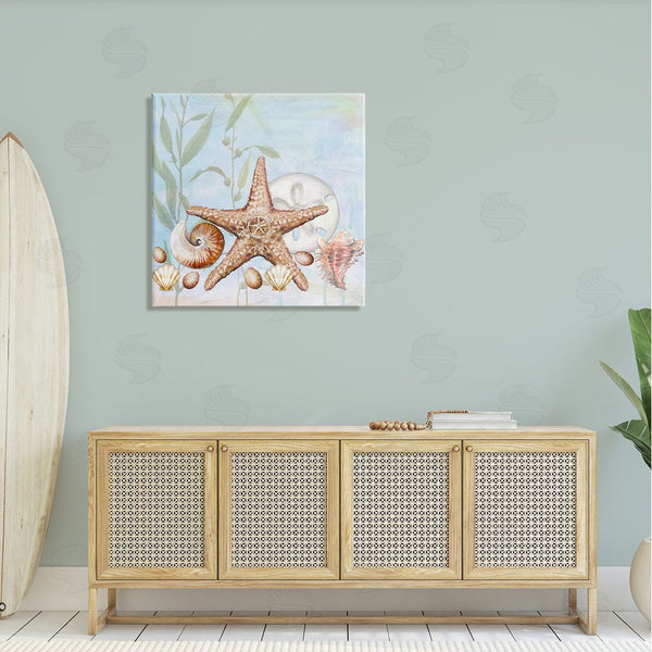 Stupell Industries Diannart | Starfish Seashells Underwater Plants Ocean Beach Painting Wall Art