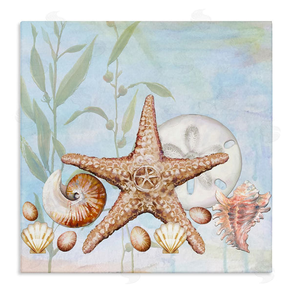 stupell industries Diannart | Starfish Seashells Underwater Plants Ocean Beach Painting Wall Art