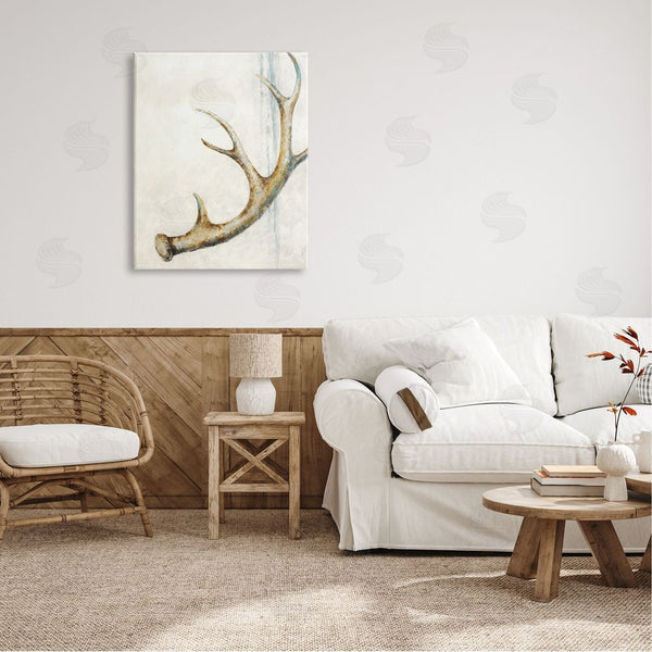 Stupell Industries Dina D'Argo | Abstract Deer Antler Design Blue Accents Painting Wall Art