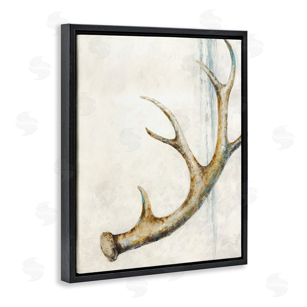 Stupell Industries Dina D'Argo | Abstract Deer Antler Design Blue Accents Painting Wall Art