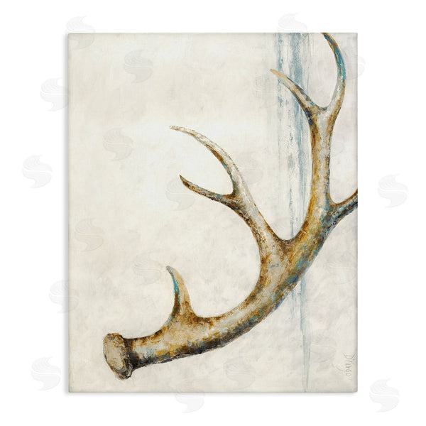 stupell industries Dina D'Argo | Abstract Deer Antler Design Blue Accents Painting Wall Art