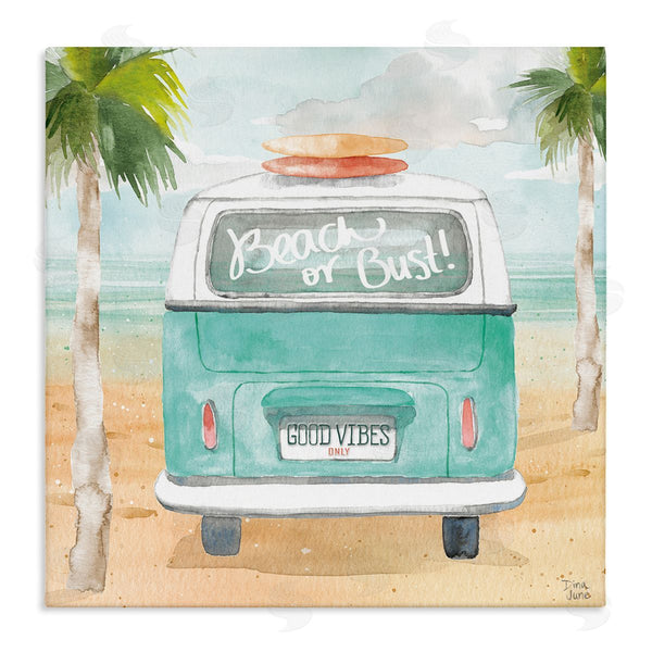 stupell industries Dina June | Beach or Bust Blue Surf Cruiser Wall Art