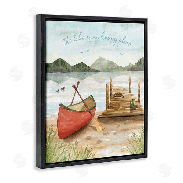 Stupell Industries Dina June | Lake's My Happy Place Phrase Boat Dock Landscape Wall Art