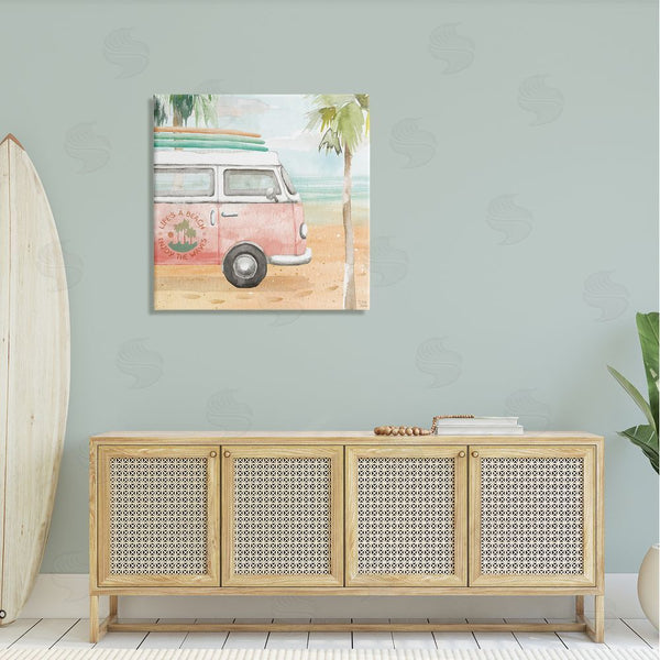 Stupell Industries Dina June | Life's A Beach Pink Surf Van Wall Art