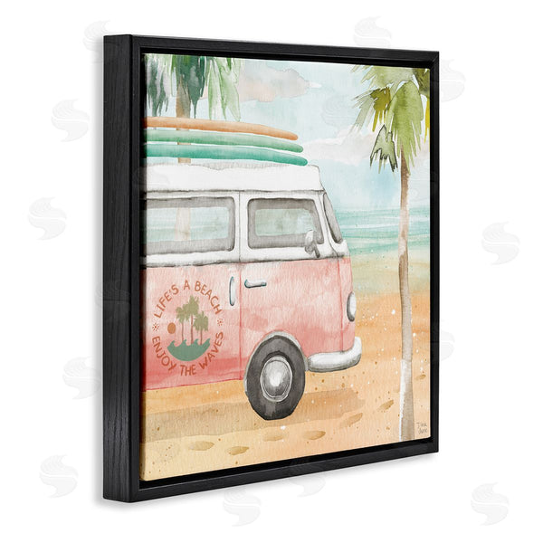 Stupell Industries Dina June | Life's A Beach Pink Surf Van Wall Art