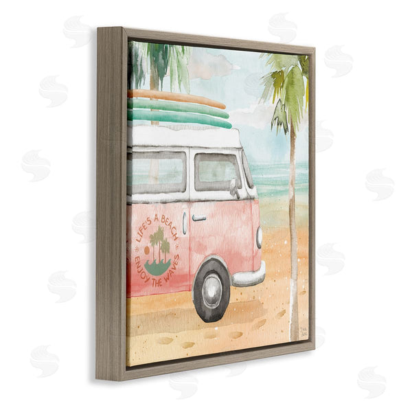 Stupell Industries Dina June | Life's A Beach Pink Surf Van Wall Art