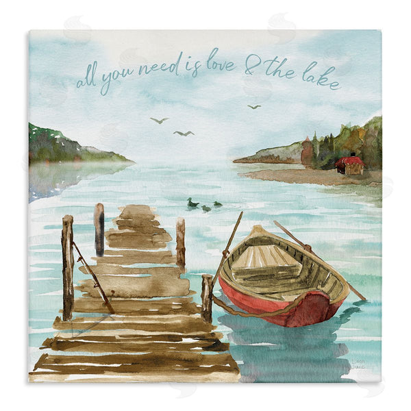 stupell industries Dina June | Love and The Lake Sentiment Boat Dock Landscape Wall Art