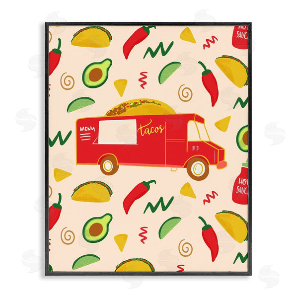 stupell industries Dina Riddle | Taco Truck over Food Pattern