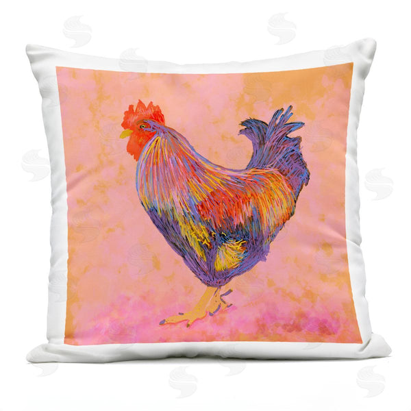 Stupell Industries Dina Riddle | Vibrant Hued Rooster Printed Throw Pillow